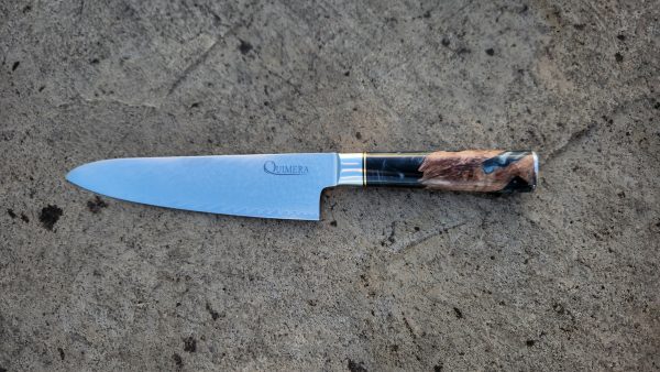 Medio Golpe de Acero Damasco Mango Obsidiana