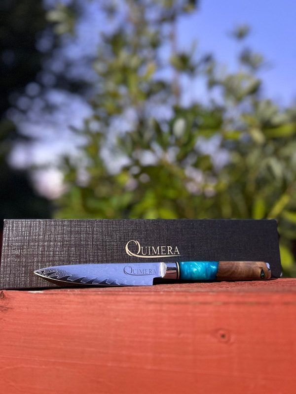 Puntilla de Acero Damasco Mango Océano